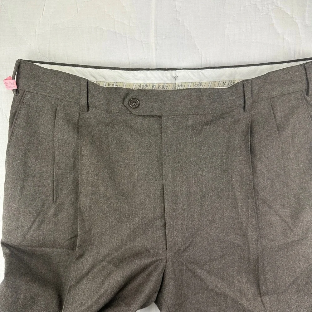 Zignone Dress Pants Pleated 36x30 Brown‎ Wool Cashmere Trousers Italy Old Money